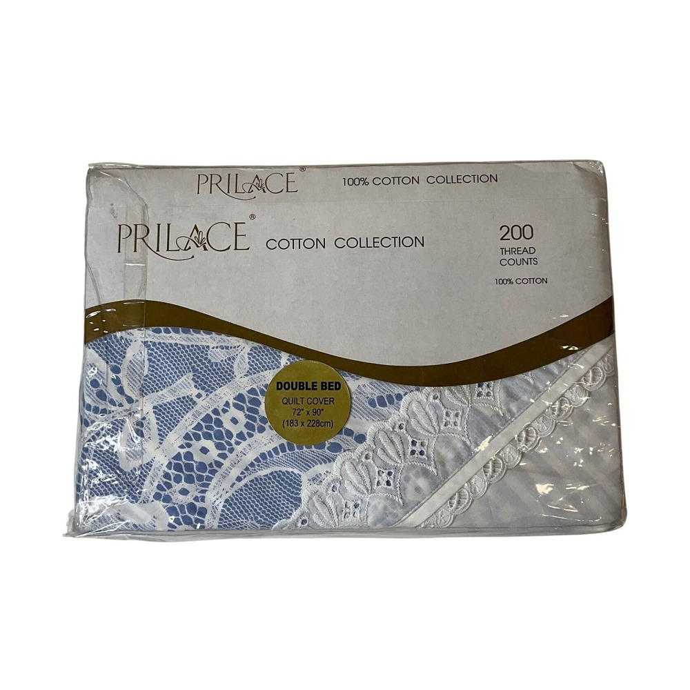 Vintage Prilace 100% Cotton 200 Thread Count Double Bed Quilt Cover‎ 72"x90"